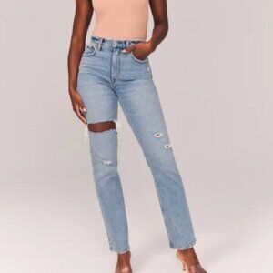 Abercrombie and fitch the 90s straight ultra high rise with rips , US2 , 26